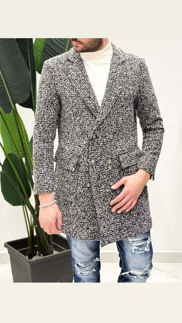 Cappotto spigato argento